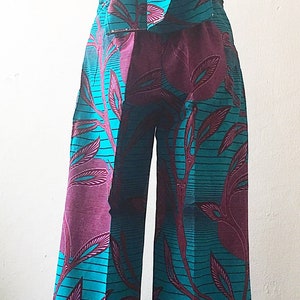 Turquoises multi tie jumpsuit trouser WIDE LEG JUMPSUITS-African print jumpsuit image 6