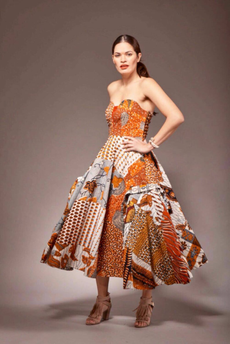 strapless african print dress