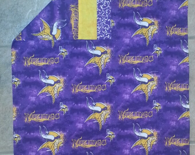 Standard Pillow Case in Minnesota Viking Fabric, Top Boarder in Gold
