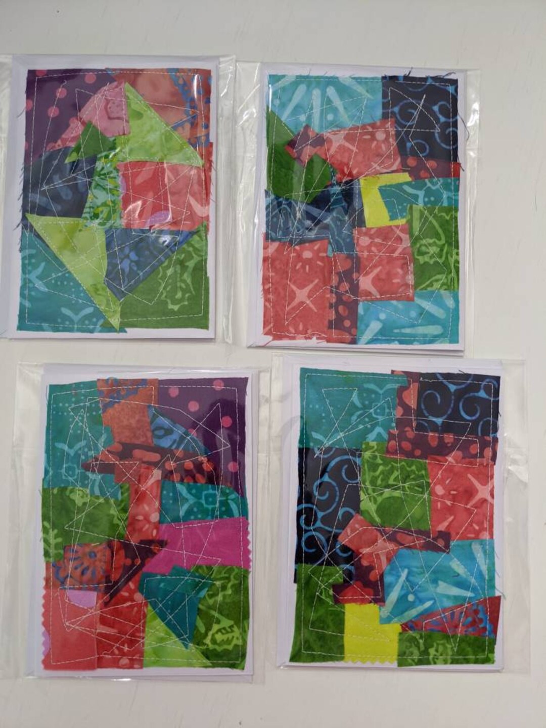 Quilted Note Cards 4 to a Pack. 4 X 6 Inches. Fabric Sewn Black ...