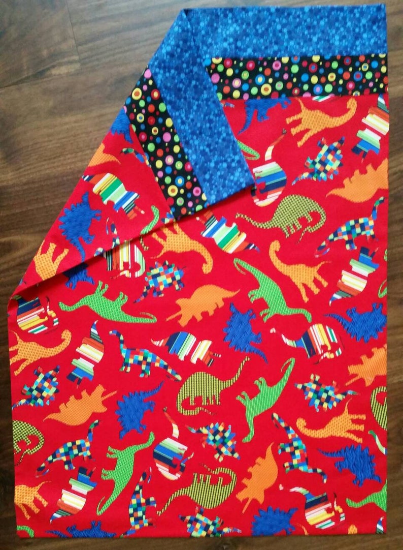 Dinosaur standard size pillowcase. Red background with Etsy