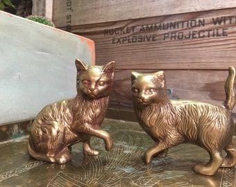 Brass bronze cat figurines set