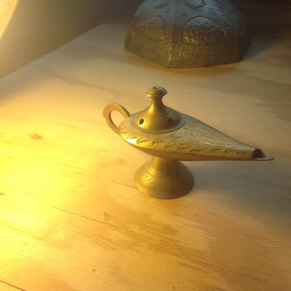 Brass Aladdin lamp incense burner