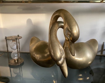 Brass large love swans