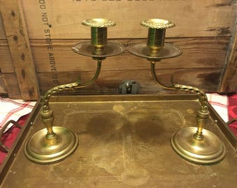 Brass bronze solid candlestick holders set