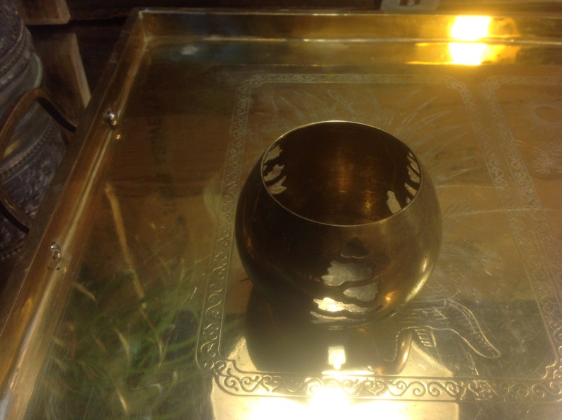 Brass tea light with Christmas trees