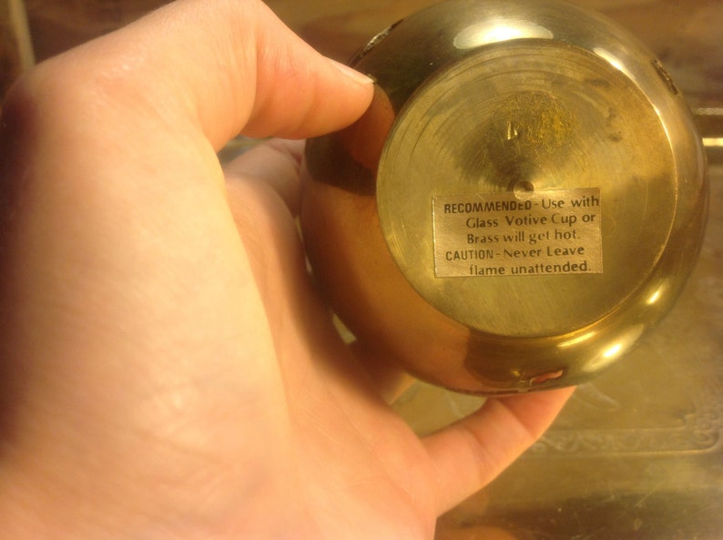 Brass tea light with Christmas trees