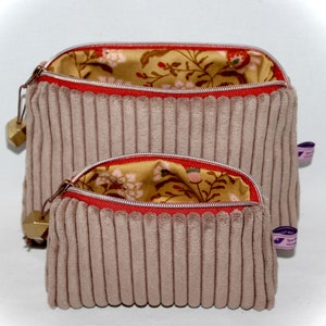 Sac cosmétique en velours côtelé, sac cosmétique, sac cosmétique, trousse de toilette