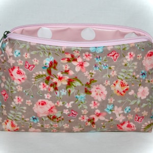 Cosmetic bag Make-up bag Cosmetic bag roses pink beige