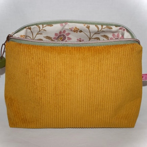 Bolsa cosmética de veludo cotelê, bolsa cosmética, bolsa cosmética, bolsa de higiene
