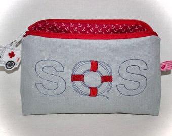 Emergency bag, first aid bag, travel first aid kit, plaster bag made of linen