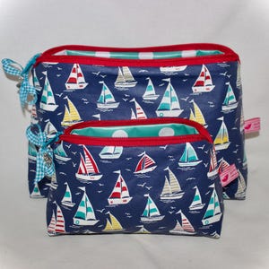 Kosmetiktasche aus Wachstuch, Kosmetiktasche, Kosmetiktäschchen, Kulturtasche