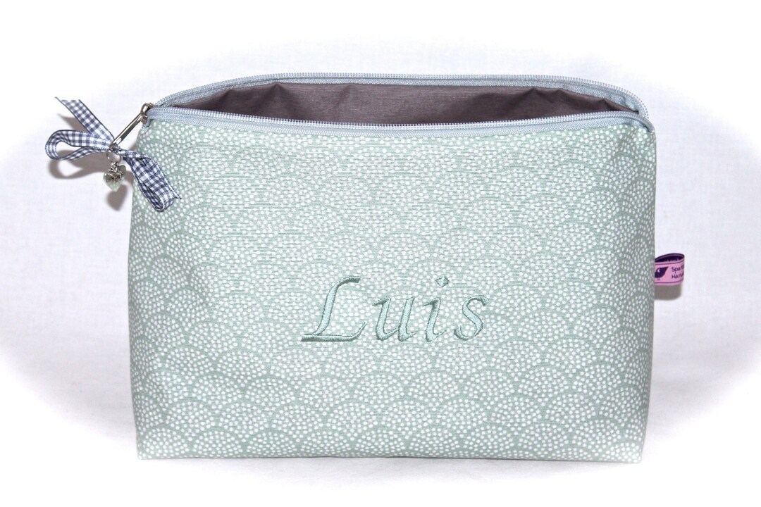 Cute Toiletry Bag Made of Oilcloth in Mint Green and Grey With Etsy