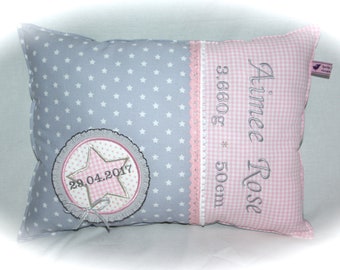 Name pillow pillow with name cuddly pillow gift birth baptism name date dimensions
