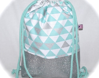 Turnbeutel Rucksack Dreiecke mint