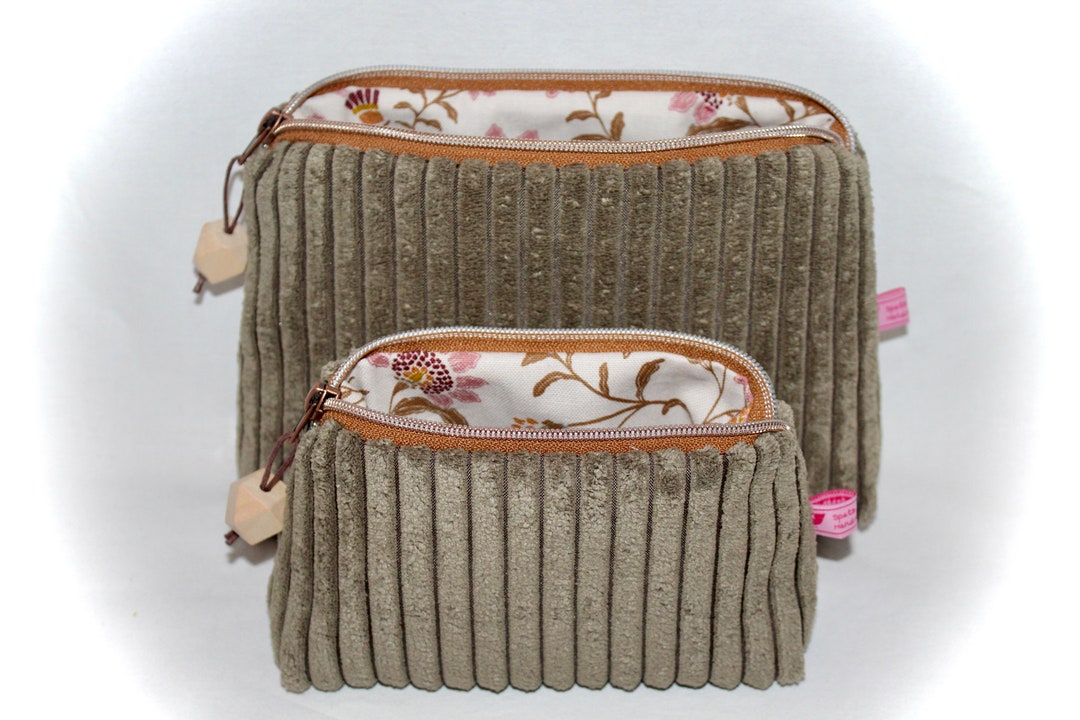 Twyman Corduroy Toiletry bag - Light brown thick rib - Organic cotton - organic textile - Sézane