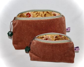 Corduroy cosmetic bag, make-up bag, cosmetic bag set, clutch