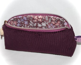 Corduroy cosmetic bag, make-up bag, corduroy pencil case