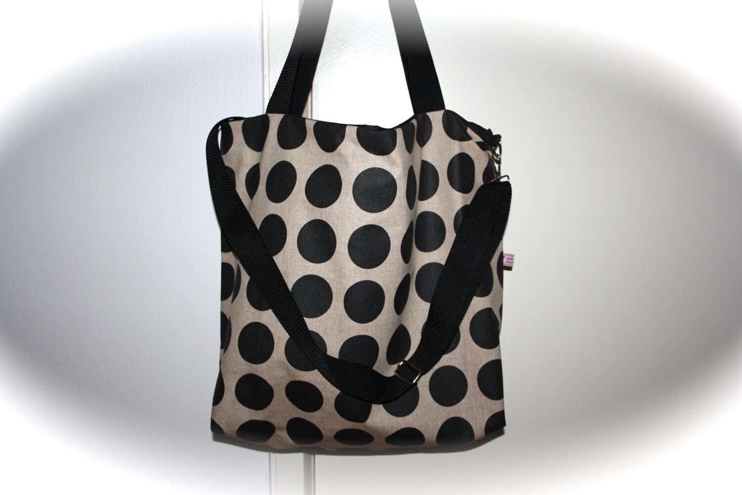 Tote Bag Beach Bag Crossbody Bag Oilcloth Black Linen - Etsy Denmark