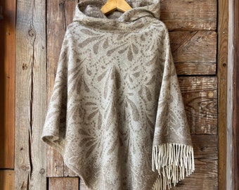 Vintage 60's Wool Hooded Poncho Cape