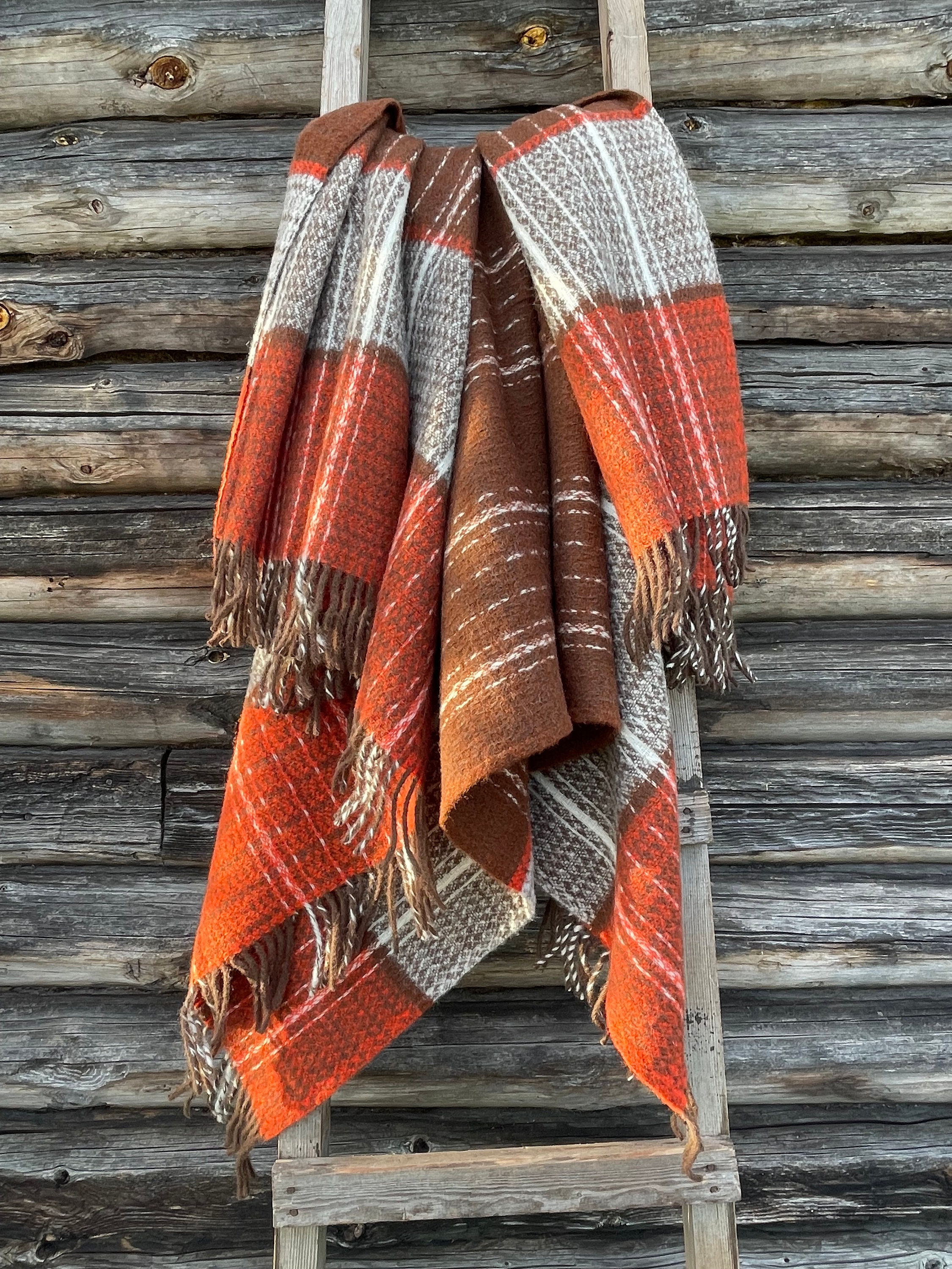 Orange Plaid Throw - Etsy