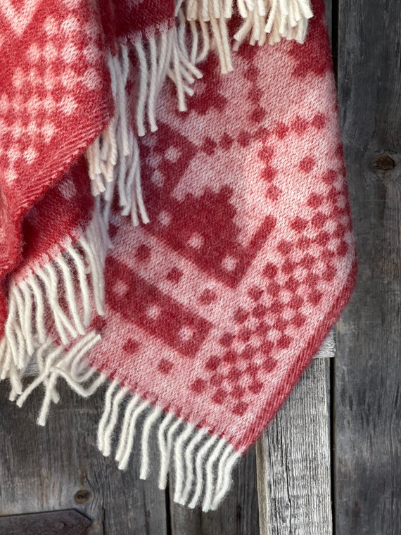 Red Wool Throw Blanket Ethno Ornaments Red Lambswool Throw Blanket White Fringes Red Lambswool Throws Blankets Pure Wool 51 x79 130x200cm Etsy UK