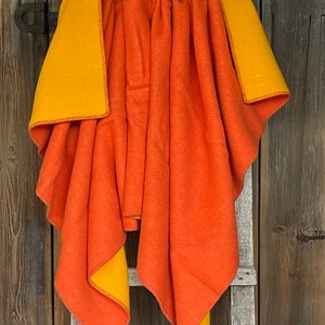Orange wool throw blanket Orange/yellow throw lambswool sofa throw blanket Warm and breathable throws blankets pure wool 51&#39;&#39;X79&#39;&#39;/130X200cm