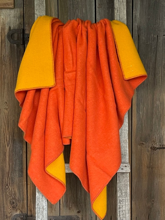 Orange Wool Throw Blanket Orange yellow Throw Lambswool Sofa Throw Blanket Warm and Breathable Throws Blankets Pure Wool 51 x79 130x200cm Etsy Canada