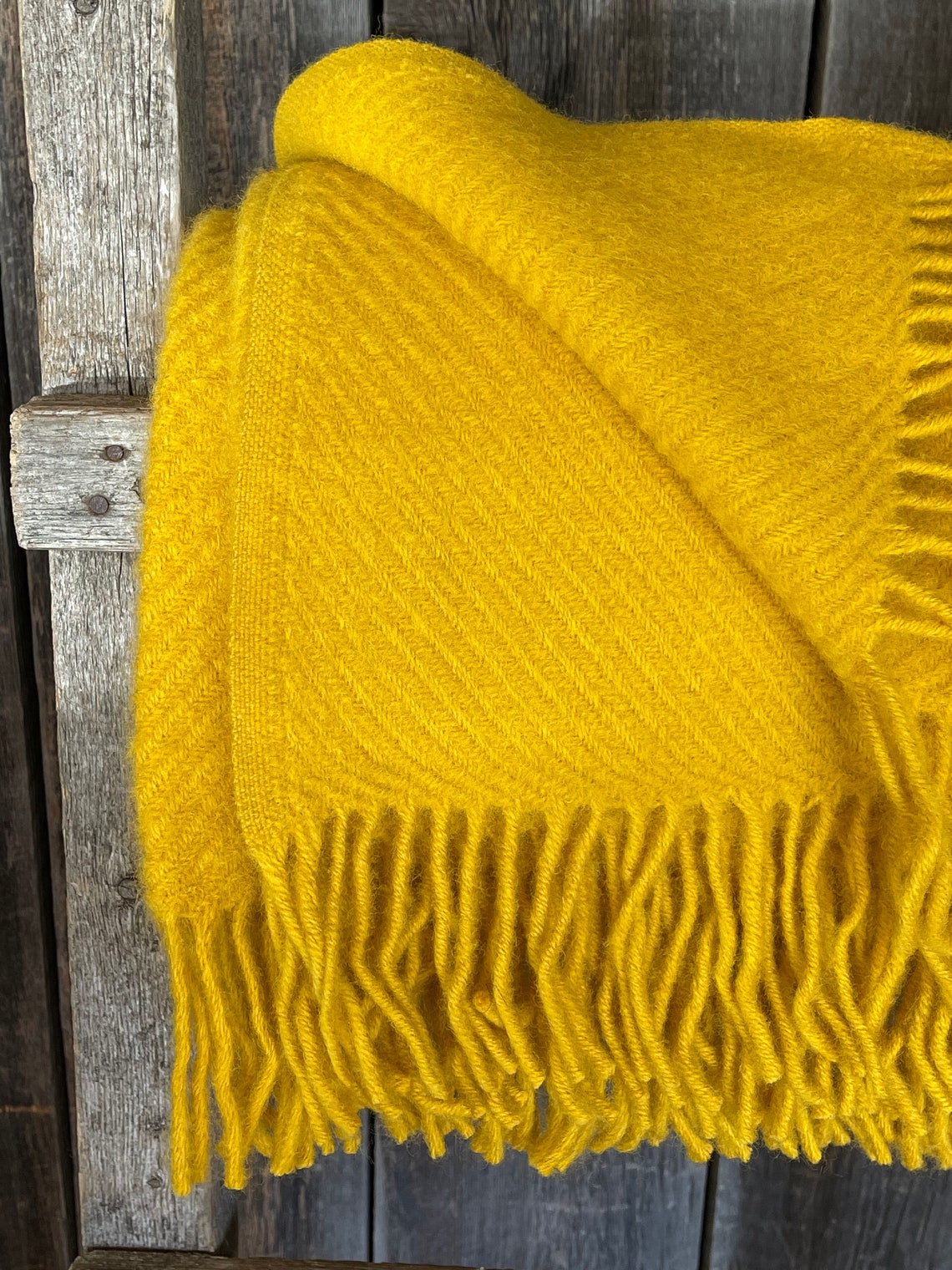 Mustard yellow wool throw blanket Yellow blanket with fringes | Etsy