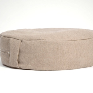 Grey burlap linen Buckwheat meditation cushion Buckwheat floor pillow zafu Meditation pillow Buckwheat meditation pillow Zero waste living