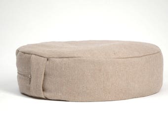 ¡Sólo cubren! Cojín de meditación de lino/algodón de dos capas cubre el exterior capa natural de lino de arpillera gris oscuro/Inner layer-natural griege coton