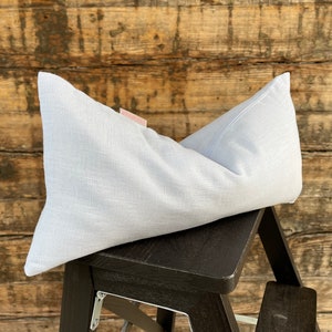 Small Adjustable buckwheat pillow with Light blue stonewashed linen pillowcover Buchwheat Travel Neck support Yoga bolster 8&#39;x16&#39;/20X40cm