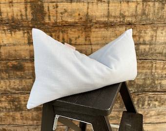 Small Adjustable buckwheat pillow with Light blue stonewashed linen pillowcover Buchwheat Travel Neck support Yoga bolster 8'x16'/20X40cm