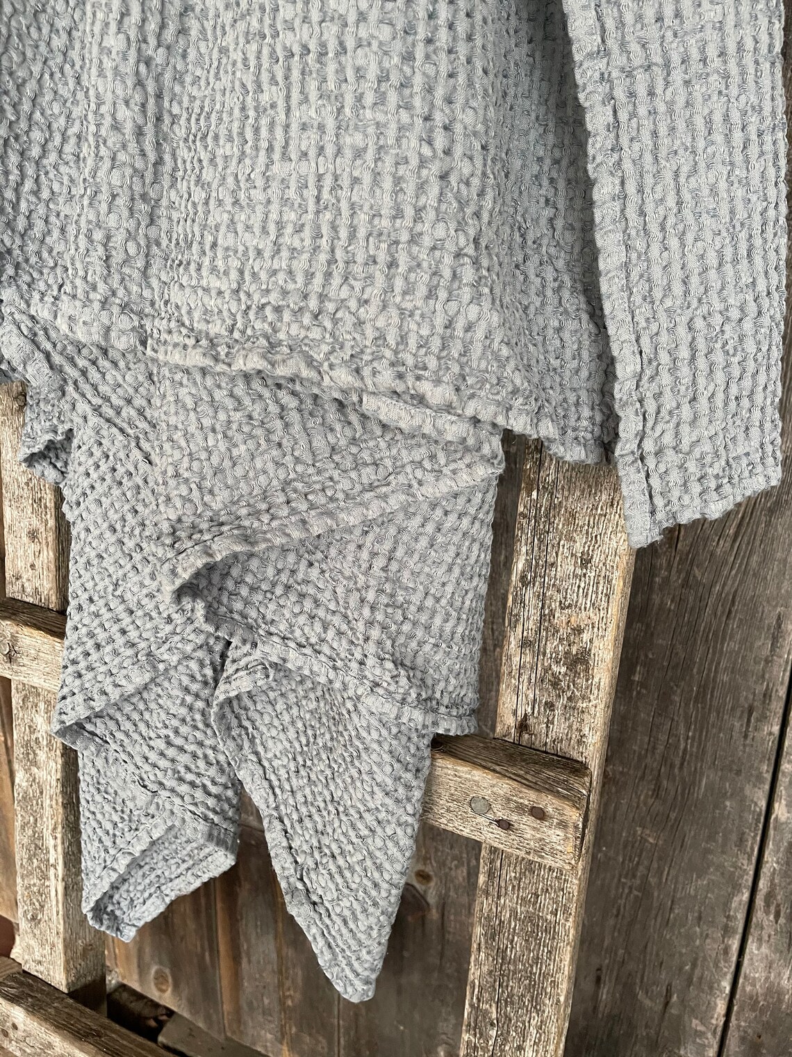 Light grey waffle linen bed throw blanket Soft grey waffle Etsy