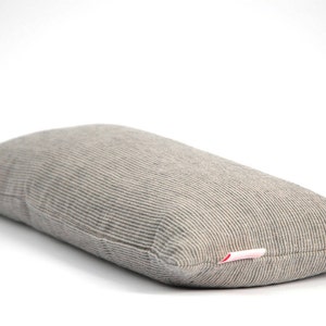 Small buckwheat pillow, Grey striped linen pillow, Travel pillow, Neck pillow, Small Yoga bolster pillow, 8'x16'/20X40cm, Zero Waste pillow