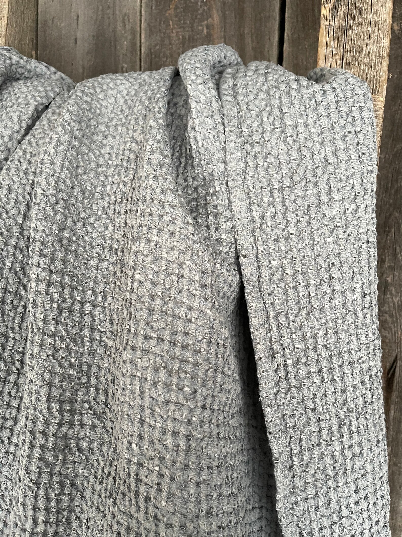 Light Grey Waffle Linen Bed Throw Blanket Soft Grey Waffle Etsy