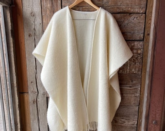Open cape poncho for women and men Cream white wool blanket poncho Warm Wraps Shawl Cape Poncho Open Front Cardigan For Men and Women Gift