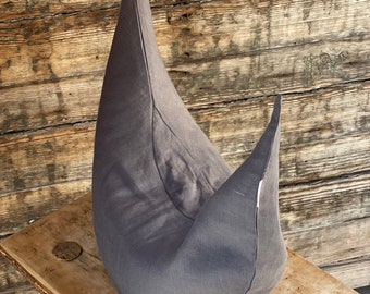 Half Moon Buckwheat pillow Neck support pillow Sleep Ortopedic buckwheat pillow Dark Grey linen buckwheat pillow Organic natural pillow