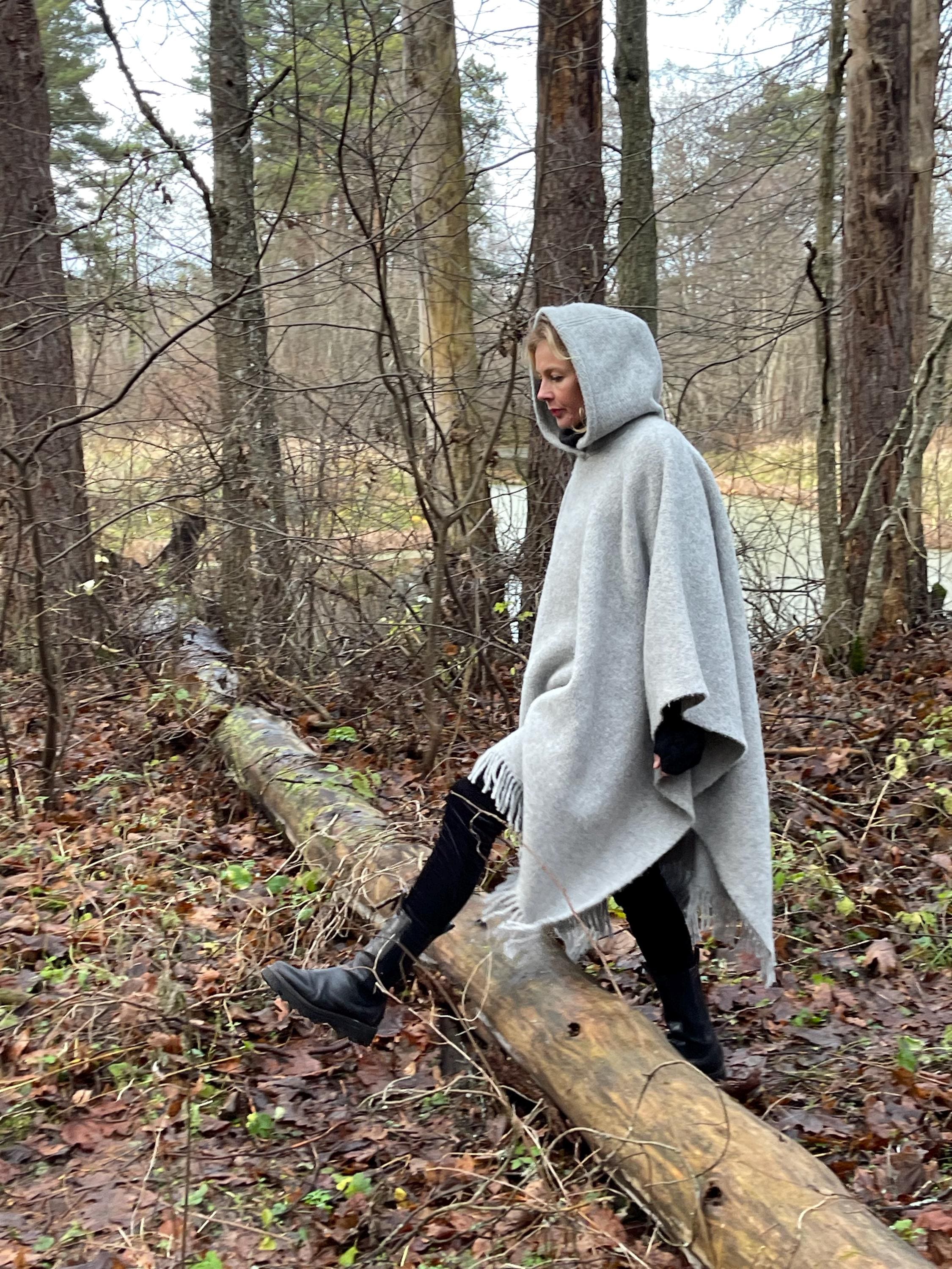 未使用タグ付 ブランべール ポンチョウール 38 M ケープコート グレージュ ca2022-1.jpg