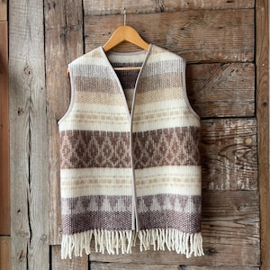 Beige wool blanket VEST Pure wool sleeveless vest lambswool alpaca wool mix Alpaca wool vest M size wool Wrap around body warm breathable