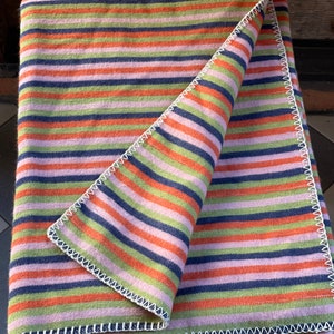 Striped cotton throw blanket very soft, light and breathable Pink/green/orange/blue striped cotton sofa throw blanket 55&#39;&#39;X79&#39;&#39;/140X200cm