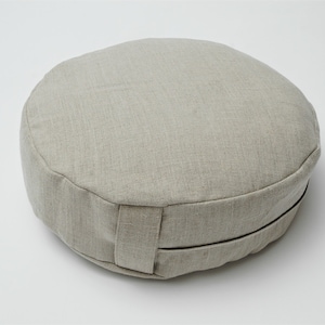 Natural grey stonewashed linen meditation cushion Grey linen buckwheat floor pillow zafu Meditation pillow zw Buckwheat meditation pillow