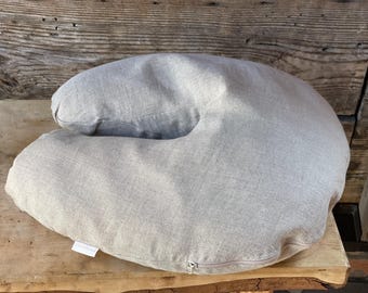 Buckwheat pillow Travel pillow Natural gray stonewashed linen pillowcover U-shape Neck support pillow Japanese pillow Large comfortable size