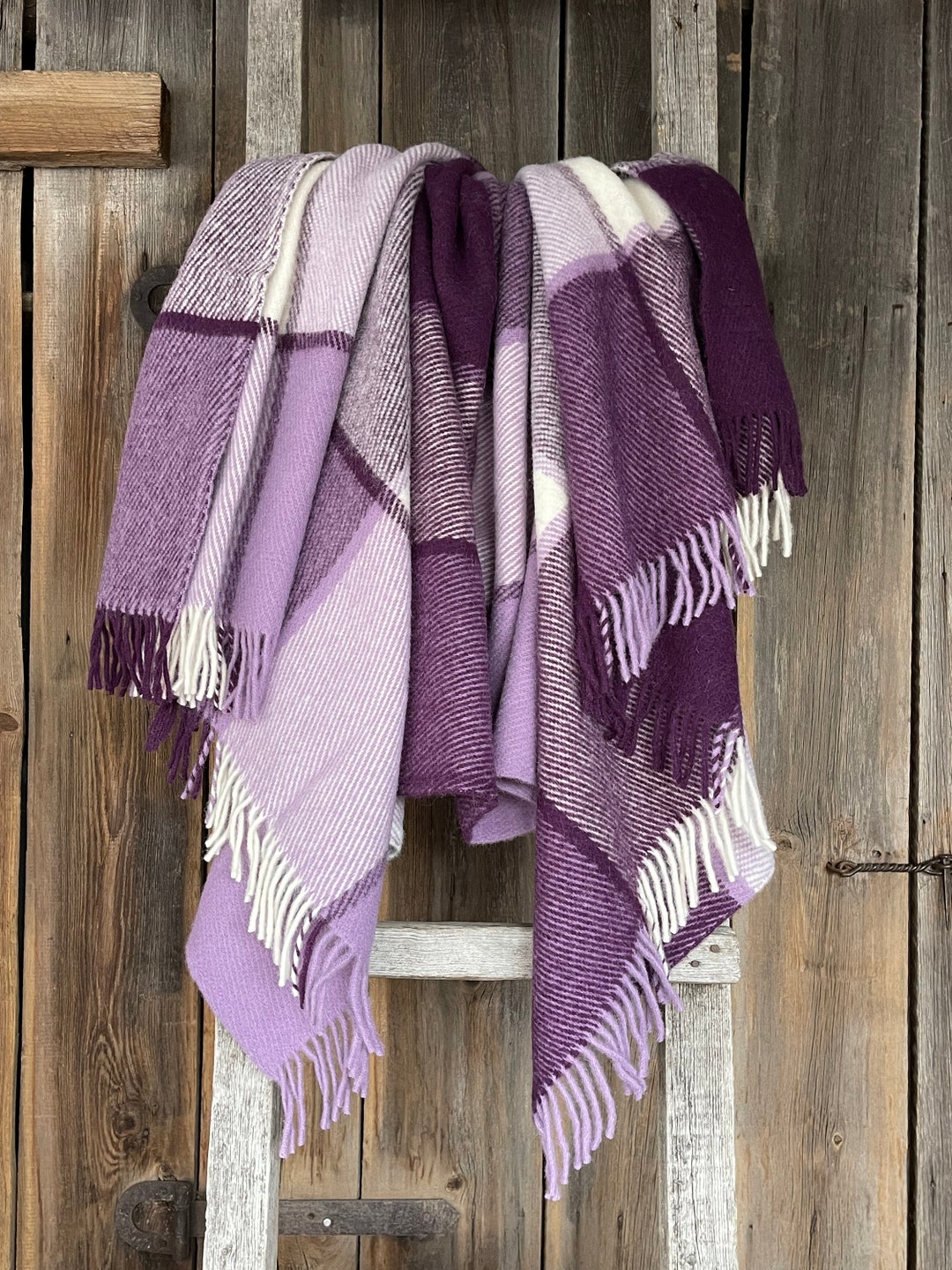 Purple check throw hotsell