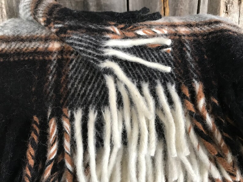 Pure Wool Blanket Throw Black/white Large Check Wool Throw Etsy
