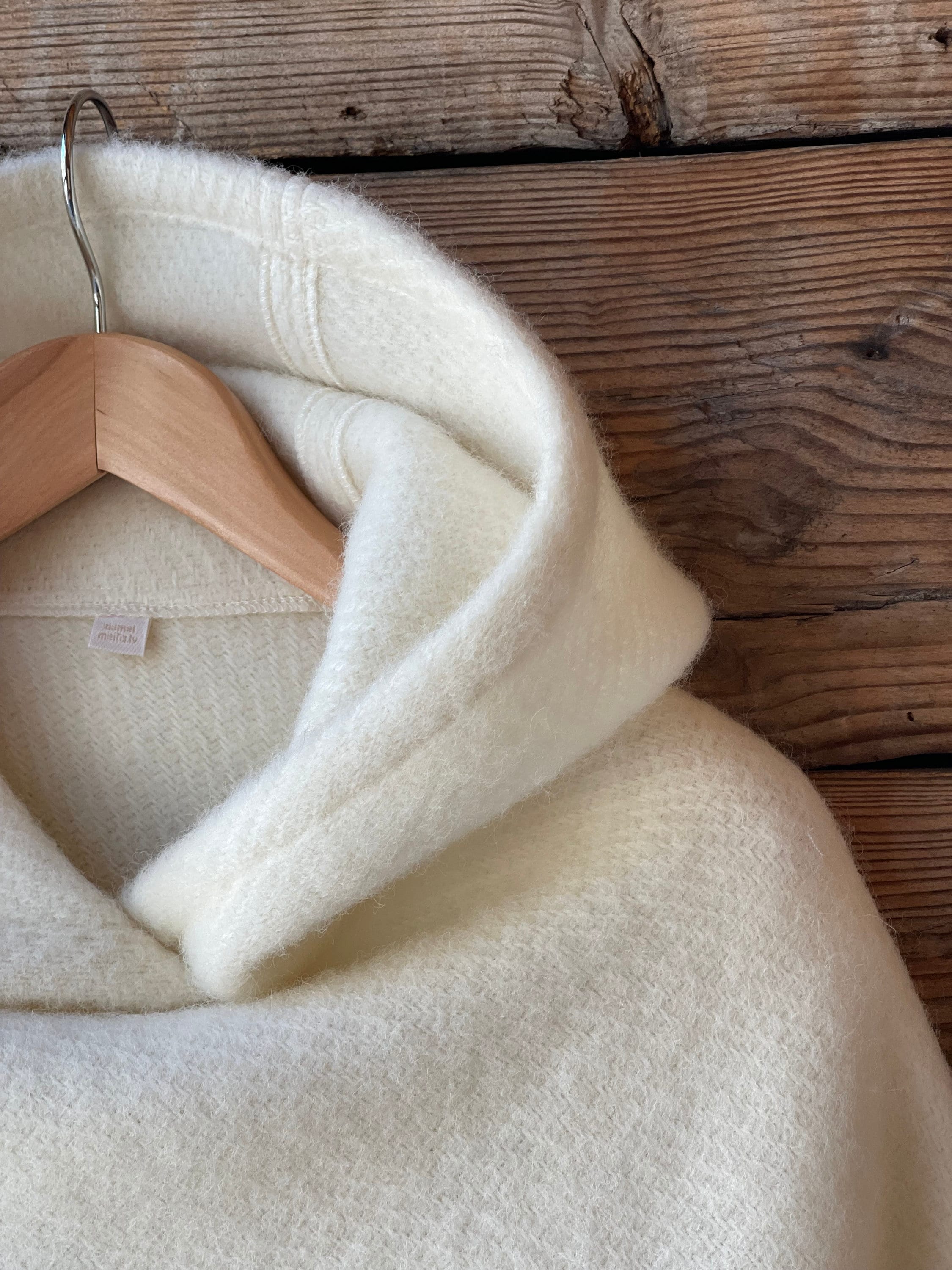 Orange Wool Poncho Cape Hooded in Check Orange Poncho Cape