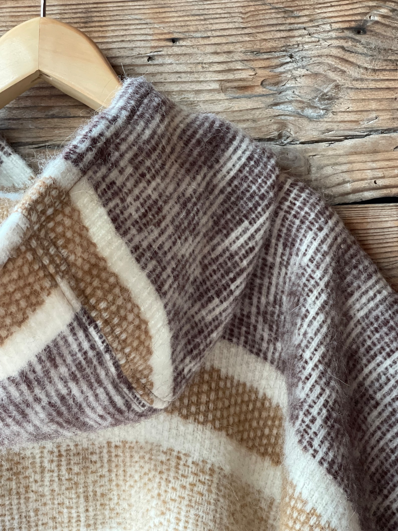 Alpaca/lambswool Mix Poncho Hooded Brown Lambswool/alpaca Wool Etsy