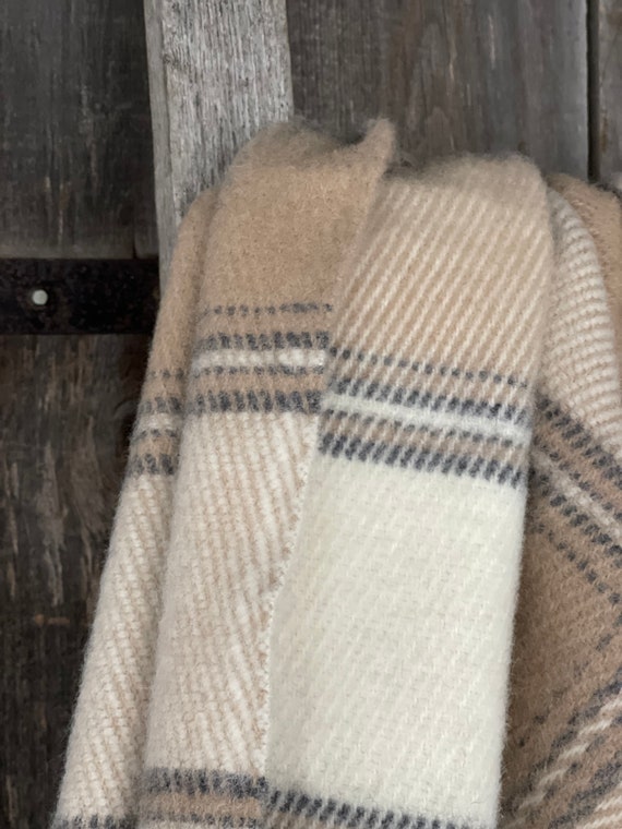 Beige check throw clearance