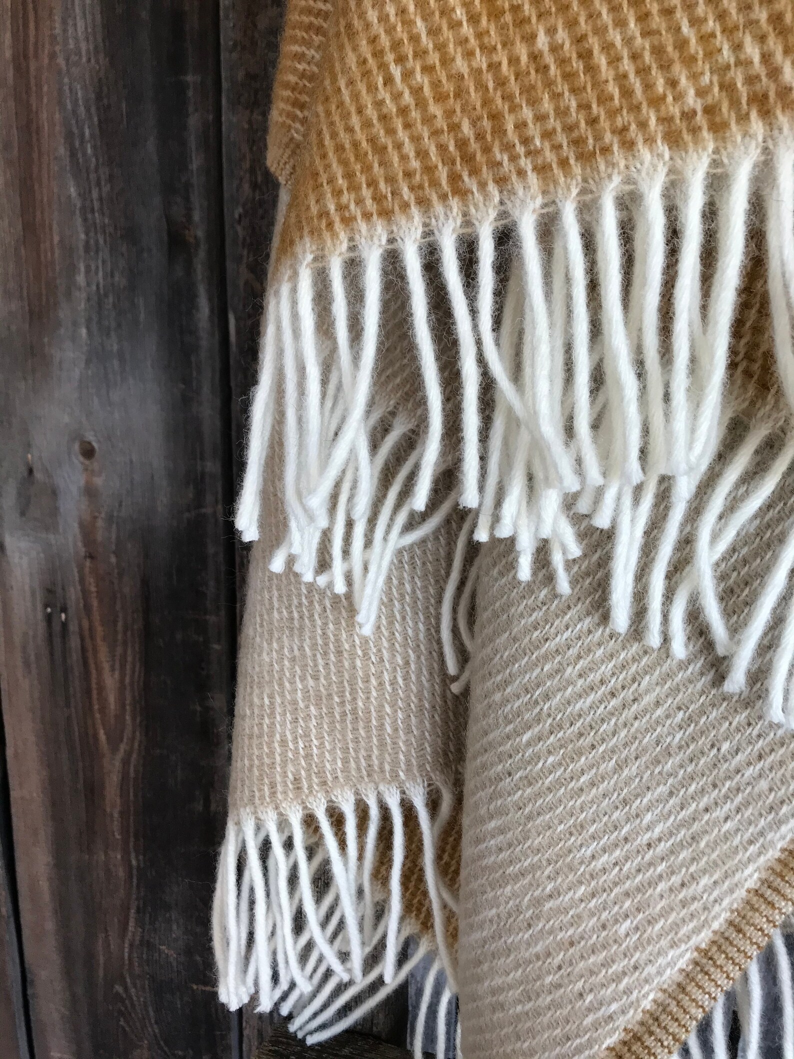 Mustard yellow wool throw blanket with white fringes Mustard Etsy