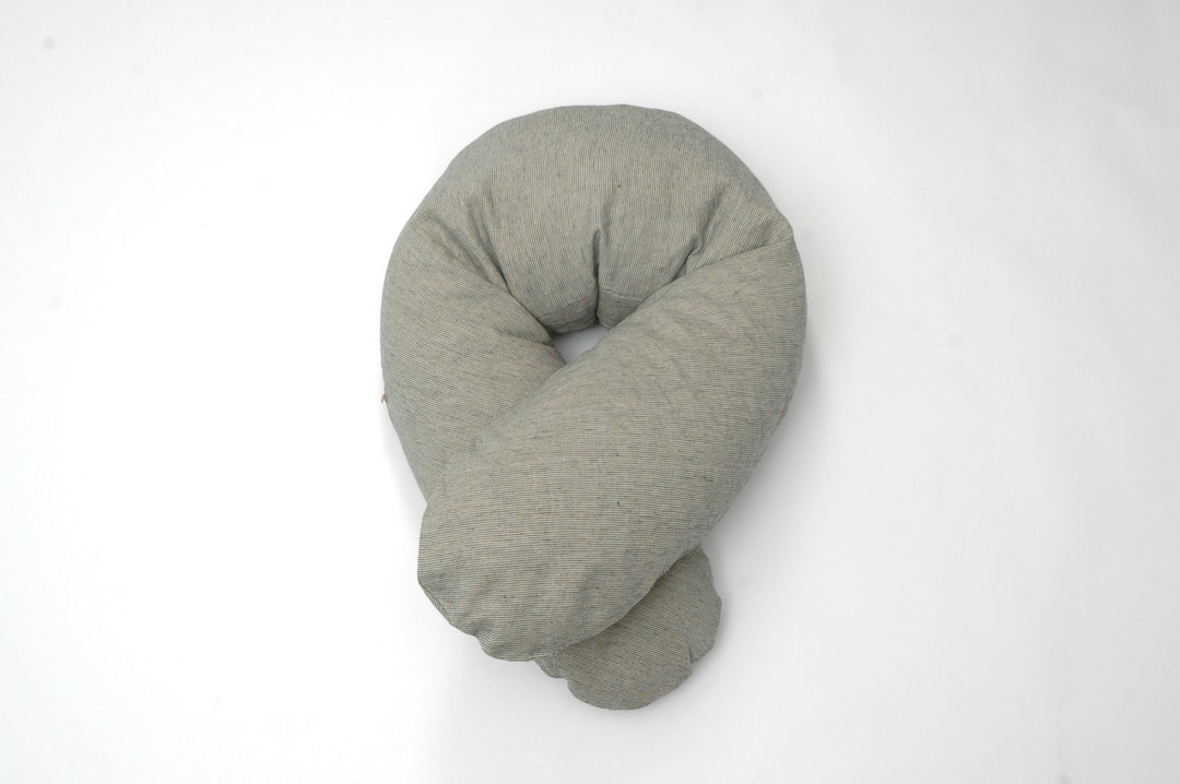XXL Grey Striped Linen Buckwheat Nursing Pillow Stonewashed Etsy